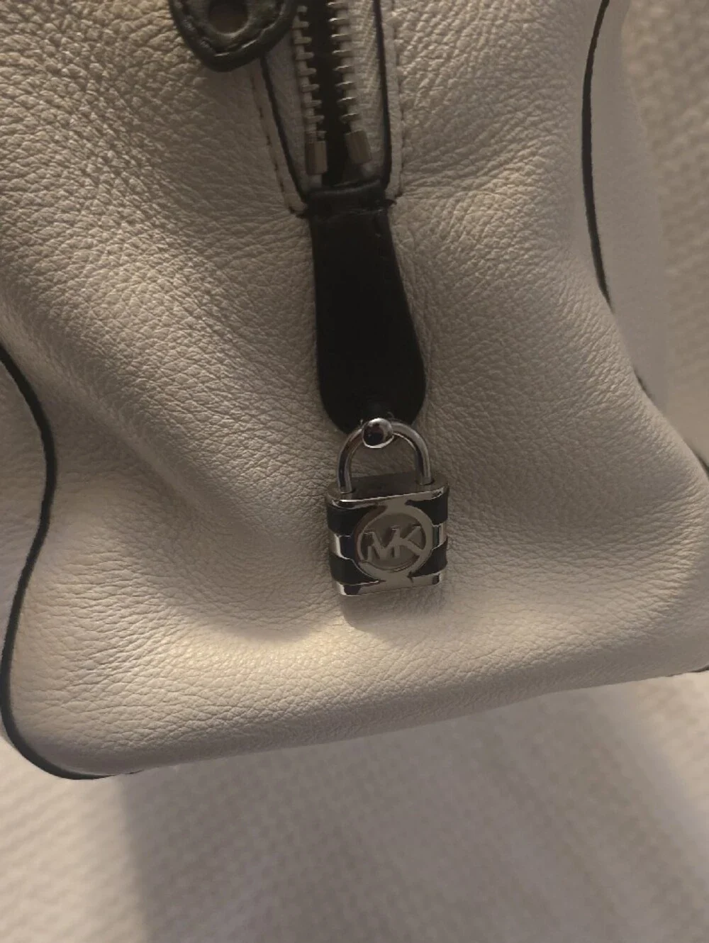 Michael Kors White Satchel with Black Handles